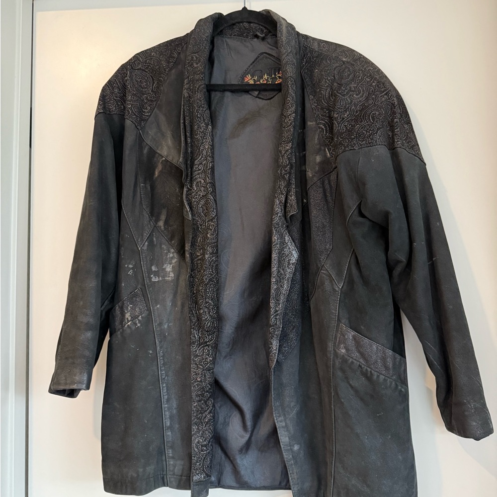 Vintage G-III Women’s Leather Jacket – Paisley Detail - Women’s Medium